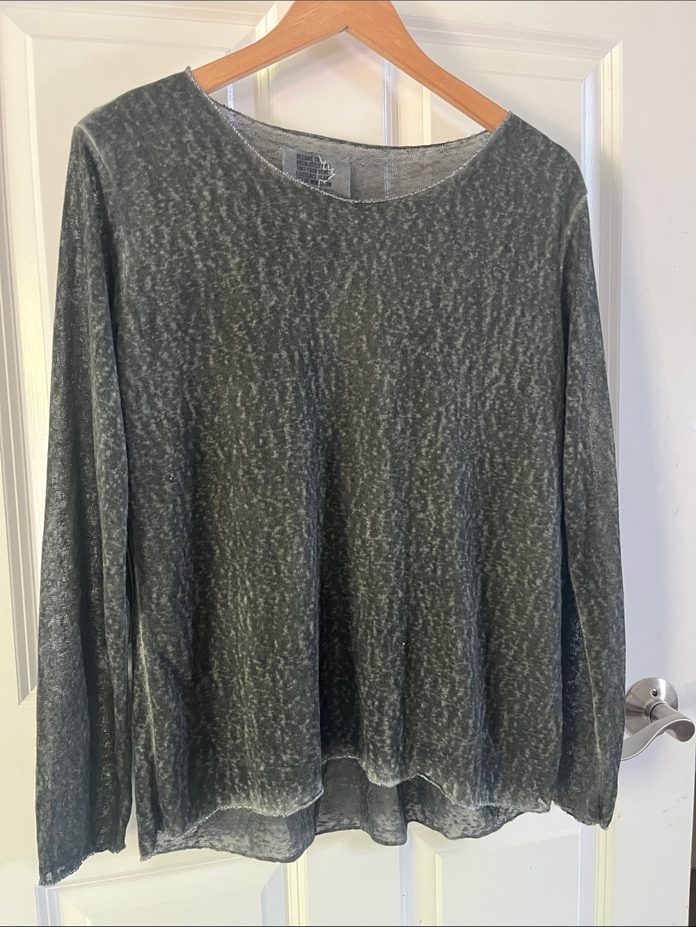 FREE FOR HUMANITY ITALY Animal Print mesh snow leopard print long sleeve top